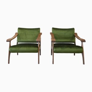 Grüne Mid-Century Stühle, 1960er, 2er Set