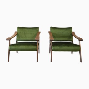 Mid-Century Green Chairs, 1960s, Set of 2