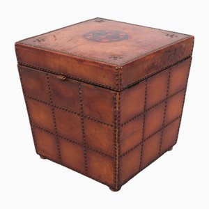 Antique French Leather Embossed Box, 1880