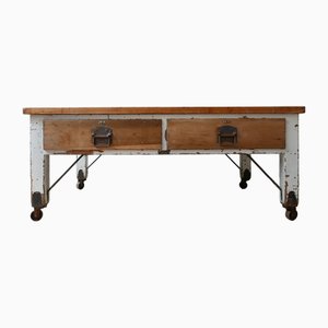 Antique Bakers Prep Table in Wood