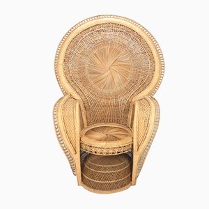 Sedia Peacock Mid-Century in vimini, Italia, anni '60