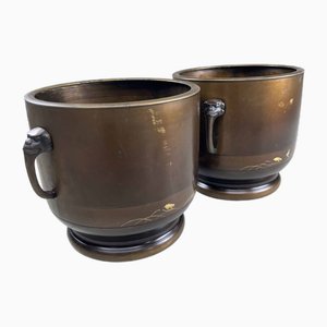 Kupfer Hibachi Set, Japan, 1890er, 2er Set