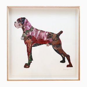Peter Clark, Collage artistico rifinito a mano di Boxer Dog, 2014, Stampa artistica