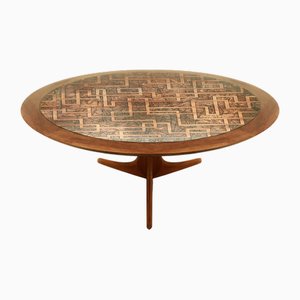 Vintage Copper Coffee Table in Acid Etched in the style of Heinz Lilienthal, 1970s