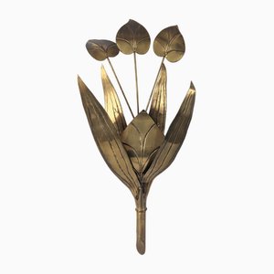 Floral Wall Light with Brass Leaves, 1960