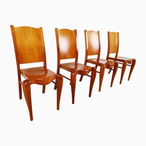 Wooden Dining Chairs by Philippe Starck for Driade, 1980s, Set of 4
