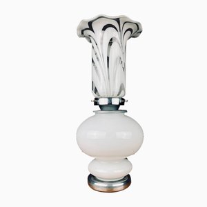 Lámpara de mesa italiana vintage blanca, años 80