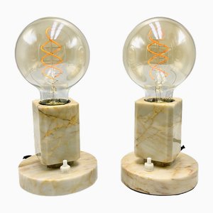 Art Deco Marble Table Lamps from Kámen Praha, 1930s, Set of 2