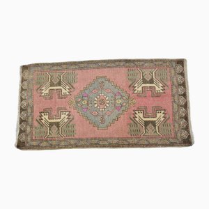 Petit Tapis de Porte Rose Délavé d'Anatolie