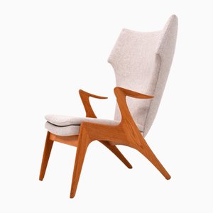 Danish Wing Chair in Oak by Kurt Østervig, 1950s