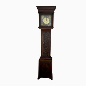 George III Carved Oak Brass Face Longcase Clock