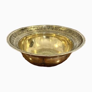Victorian Circular Cairoware Brass and Mixed Metal Bowl, 1860s