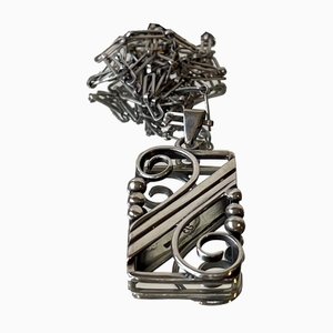 Collana e ciondolo Art Nouveau in argento di F. Bang per Jugendstil, Danimarca, anni '20, set di 2