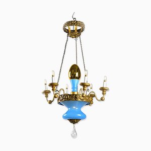 Turquoise and Golden Hanging Lamp, 1800s