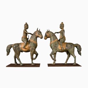 Vintage Bronze Knights, 1920s, Set of 2