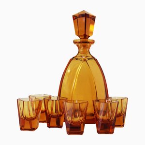 Caraffa Art Deco con bicchierini, set di 7