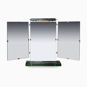 Triple Miroir Art Déco Vintage avec Éclairage, 1930