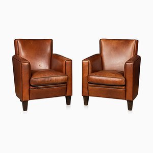 Vintage Dutch Leather Club Chairs, 1970, Set of 2