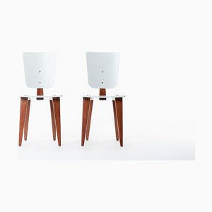 André Sornay zugeschriebene Stühle aus Mahagoni & Grau lackiert, 1960er, 2er Set