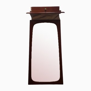 Danish Trapezoidal Wall Mirror with Teak Frame & Console Wall Unit, 1960s, Set of 2