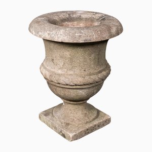 Small English Victorian Urn Planter in Weathered Marble, 1870s