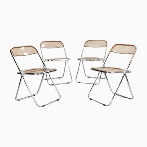Amber Plia Folding Chairs by Giancarlo Piretti for Anonima Castelli, 1960s, Set of 4