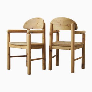 Brutalist Pine Wood Dining Chairs attributed to Rainer Daumiller for Hirtshals Savvaerk, Set of 2