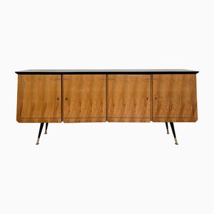 Credenza Mid-Century in frassino e legno laccato nero, Italia, anni '50