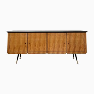 Mid-Century Italian Sideboard in Ash and Black Lacquered Wood, 1950s