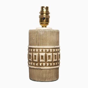 Lámpara vintage de cerámica crema y marrón, años 60
