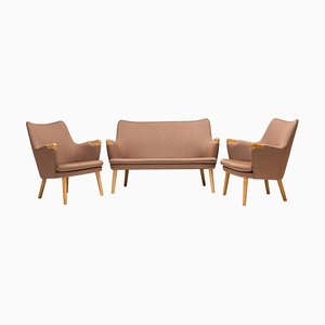 Ch72 Sofa and Chairs attributed to Hans J. Wegner for Carl Hansen & Son, 2010s, Set of 3
