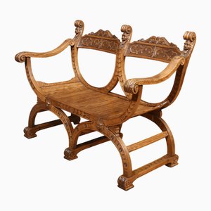 Carved Oak Bench, 1890s