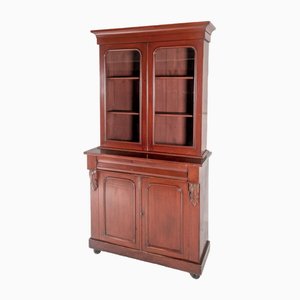 Tall Victorian Dresser with Original Glazing and Red Brown Lacquer