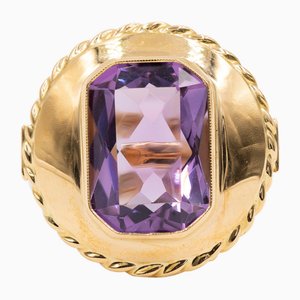 18 Karat Gelbgold Ring mit 5 Karat Amethyst, 1970er-1980er