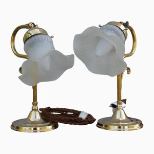 Art Deco Brass Desk Lamps, 1960s, Set of 2