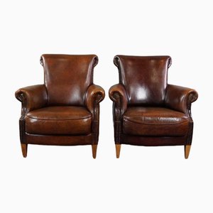 Sheep Leather Armchairs, Set of 2