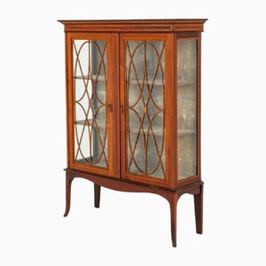 Antique Sheraton Display Cabinet with Mahogany Inlay, 1890s