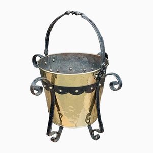 Arts and Crafts Planter in Brass and Wrought Iron, 1890s