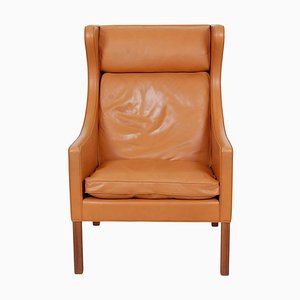 Wingchair in Cognac Leather by Børge Mogensen for Fredericia, 1980s
