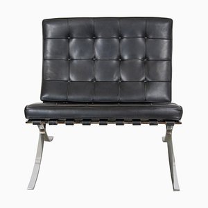 Barcelona Chair aus schwarz patiniertem Leder von Ludwig Mies Van Der Rohe