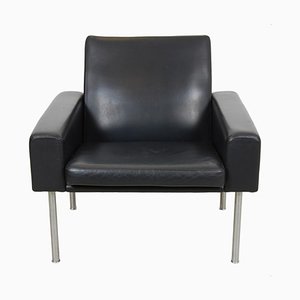 Sillón GE-34 de cuero negro patinado de Hans Wegner de Getama