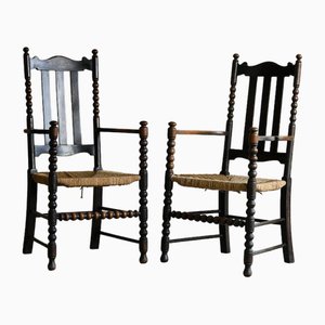 Oak Bobbin Chairs, Set of 2