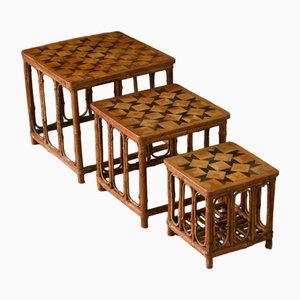 Mesas nido vintage de bambú