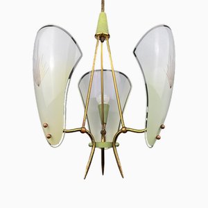 Vintage Brass Chandelier, Italy, 1950s