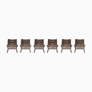 Erdnussbraune Vintage Siesta Stühle von Ingmar Relling für Westnofa, 1960er, 6er Set