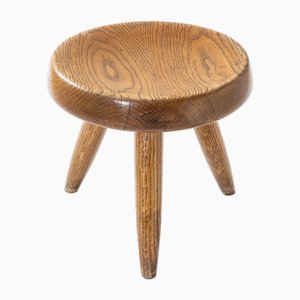 Wooden Berger Stool by Charlotte Perriand for Steph Simon, 1950s