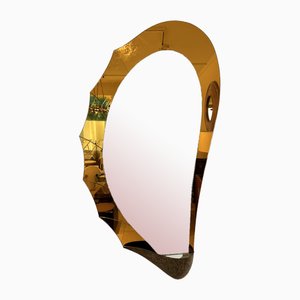 Large Italian Amber Glass Lightning Mirror attributed to Cristal Art, 1960s