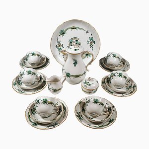 Service à Café Meissen avec Dragon Vert et Doré, 20ème Siècle, 1980s, Set de 22