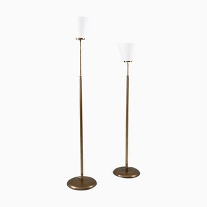 Modern Swedish Uplight Floor Lamps in Brass, 1940s, Set of 2