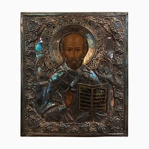 Nikolae Cudotvorec Icon in Silver attributed to E. Fedorowitsch St Petersburg, 1855